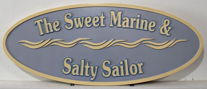 L21747 - Carved and Sandblasted HDU Sign for "The Sweet Marine & Salty Sailor"