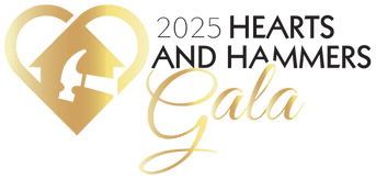 2025 Hearts & Hammers Gala Logo in black and gold