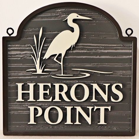 L21606A - Carved and Sandblasted Coastal Property Name Sign for "Herons Point"