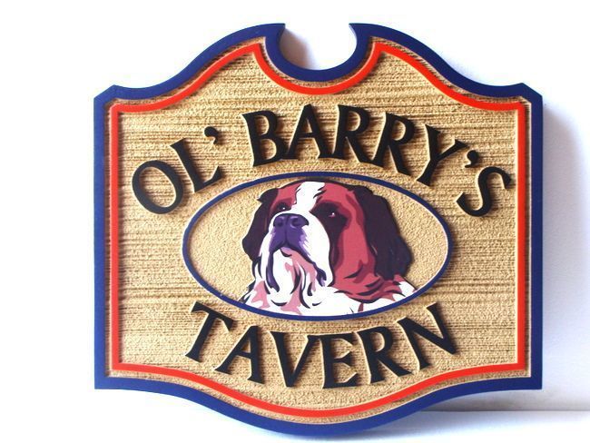 M1936 - Sandblasted  Faux Wood Sign for Ol' Barry's Tavern  