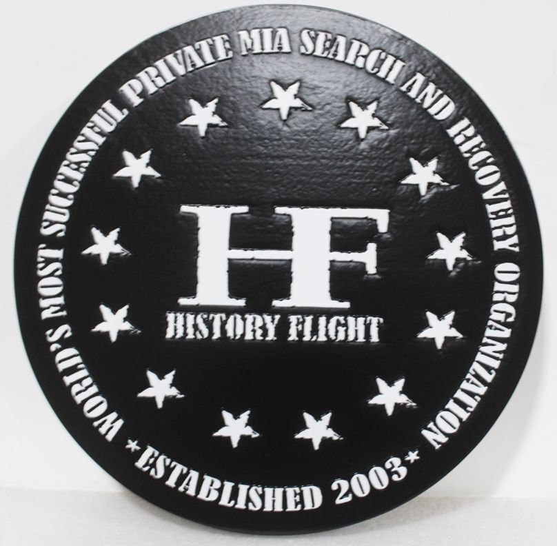 IP-1690 - Carved 2.5-D Multi-Level  Plaque of the Seal of the History Flight  MIA Search and Recovery Organization