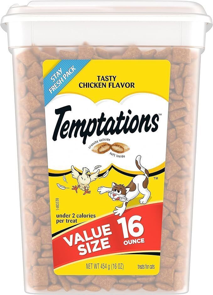 TEMPTATIONS Classic Crunchy and Soft Cat Treats Tasty Chicken Flavor