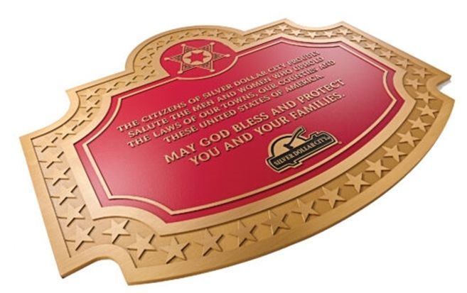 M7816 - Precision Machined Brass Dedication Plaque for  the Sheriff's Department of Silver Dollar City.