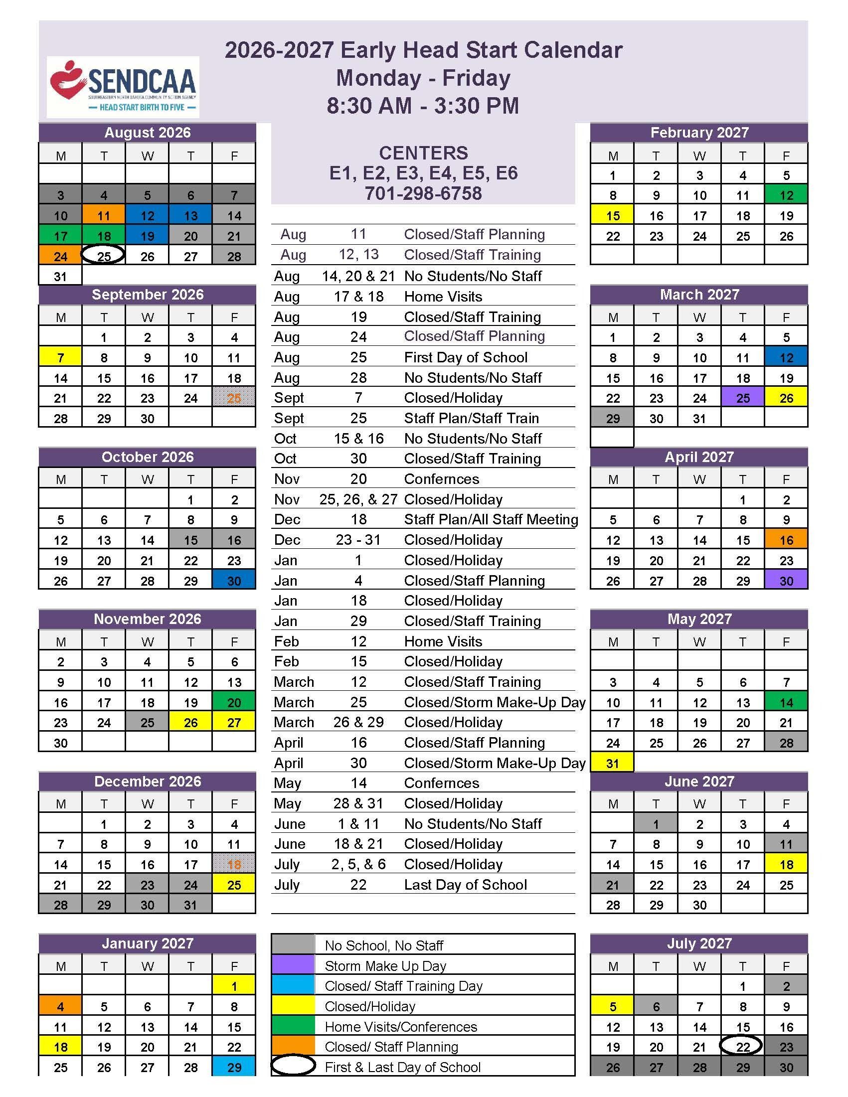 2026-2027 Early Calendar