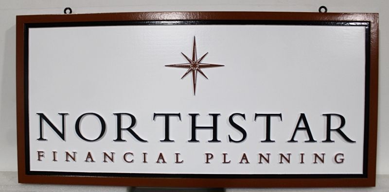 C12129 - Custom Carved HDU Sign for "Northstar Financial Planning"