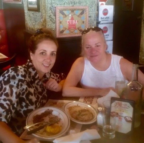 Photo of Cynthia and Moira dining at a Cuban cafe