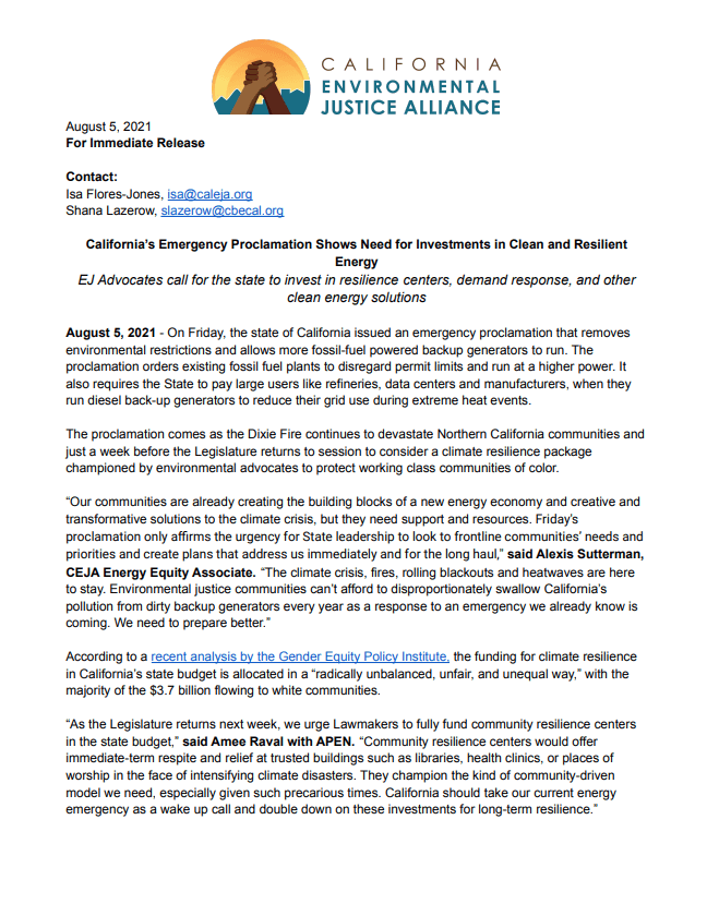 California’s Emergency Proclamation Shows Need for Investments in Clean and Resilient Energy