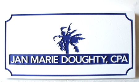 C12091- Engraved and Sandblasted CPA Sign with Palm Tree 