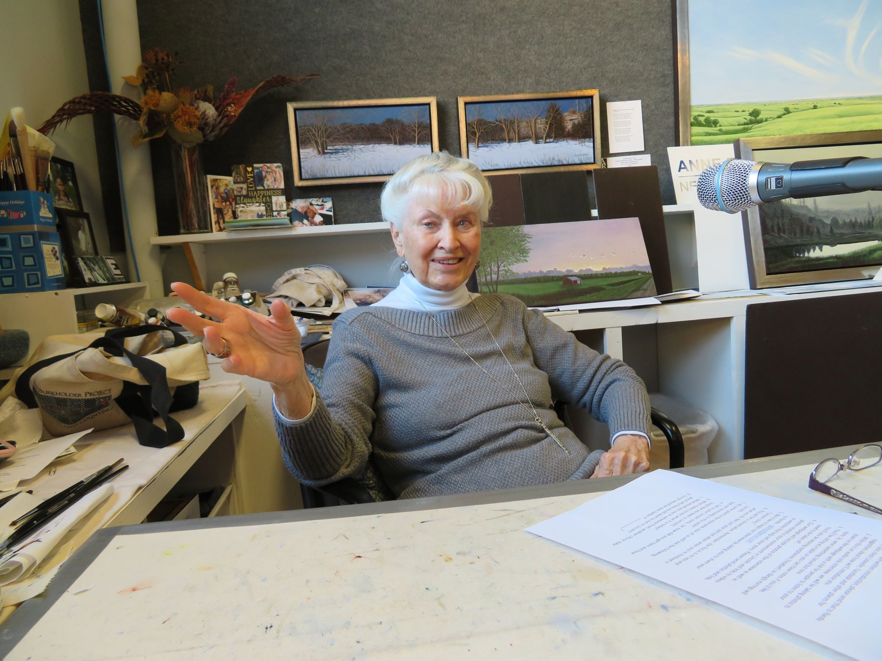 Burkholder at her desk