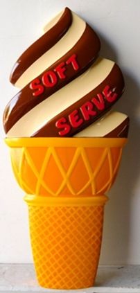 Q25816 - 3-D Sign Art - Chocolate and Vanilla Swirl Soft Serve Ice Cream in Cone