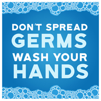 12" x 12" Don't Spread Germs Wash your Hands Floor Decal (Blue)