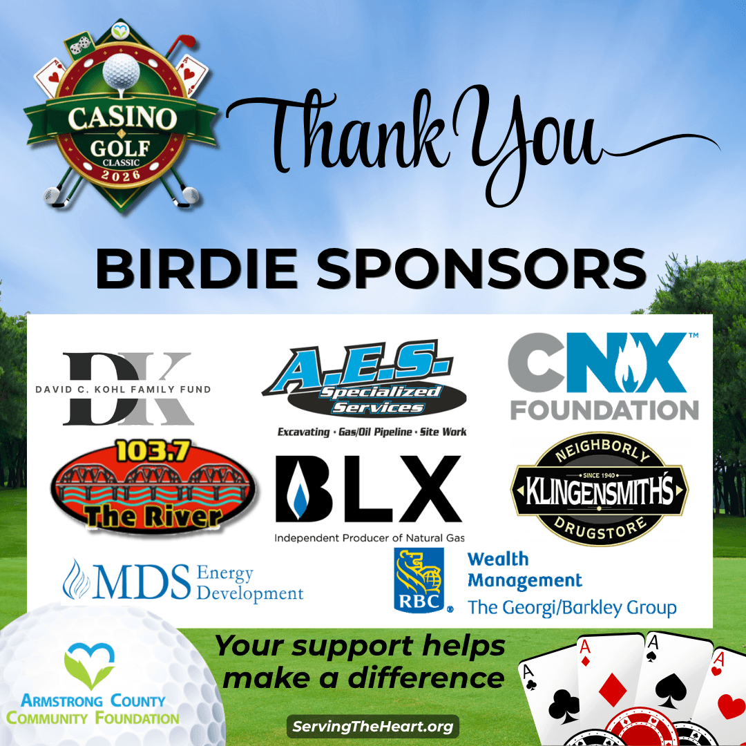 Birdie Sponsors - David C. Kohl Family Fund, RBC Wealth Management, 103.7 The River, BLX, Klingensmith's Neighborhood Drug Stores
