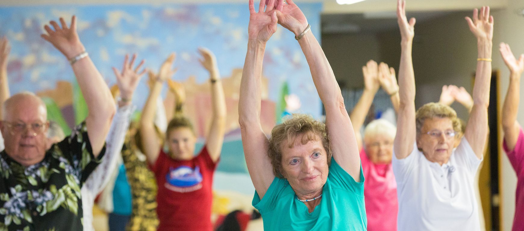 Group of older adults exercising