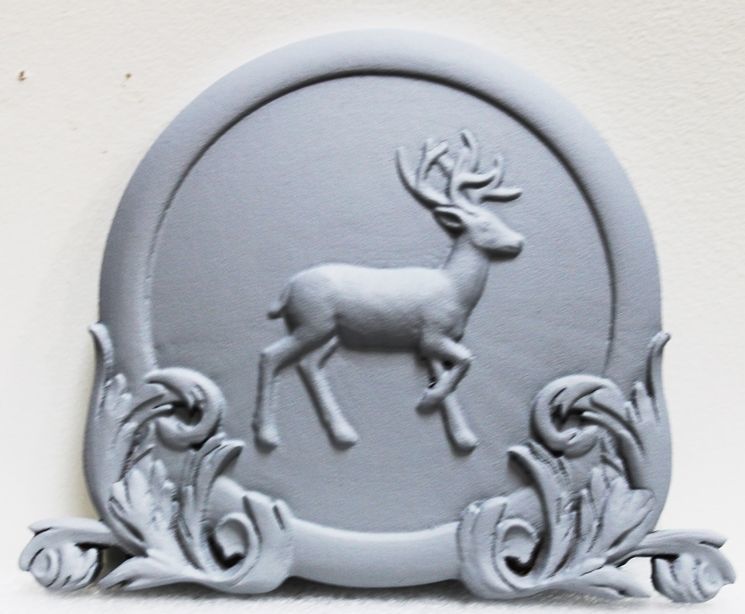 M22998 - Carved 3-D Bas-relief HDU Plaque of a Deer (not yet finished) 