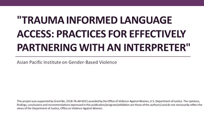 Trauma Informed Language Access : Webinars : Training Certification