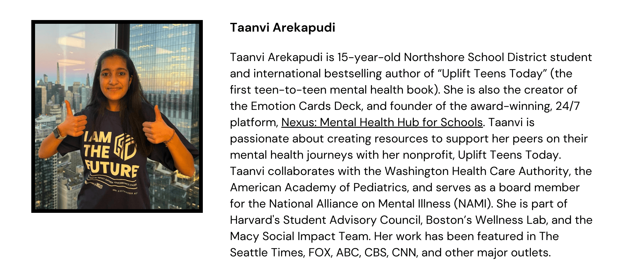 Photo and bio of Taanvi Arekapudi.