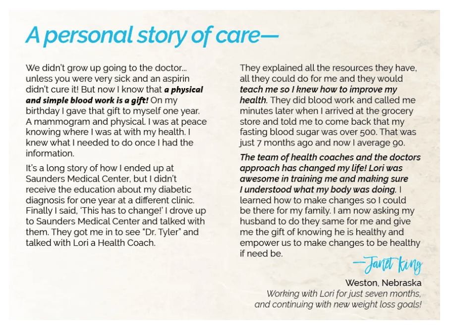 Janet King's Personal Story of Care