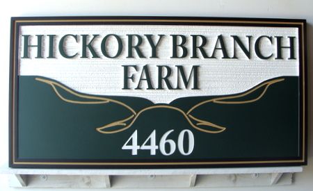 O24858 - Carved  Wooden Ranch Sign, Hickory Branch Farm