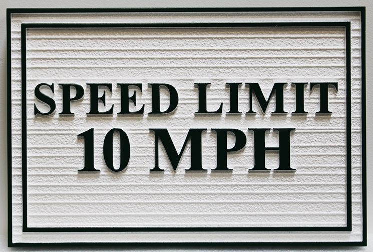H17255 - Carved and Sandblasted Wood Grain HDU "Speed Limit 10 MPH" Traffic Sign 