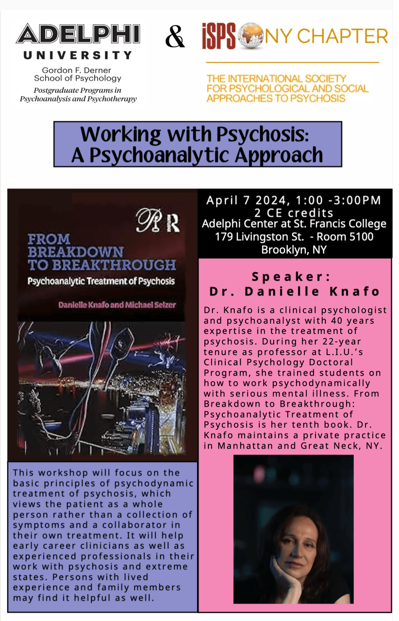 ISPS-US NYC Branch Event: Dr Danielle Knafo - April 7th in Brooklyn