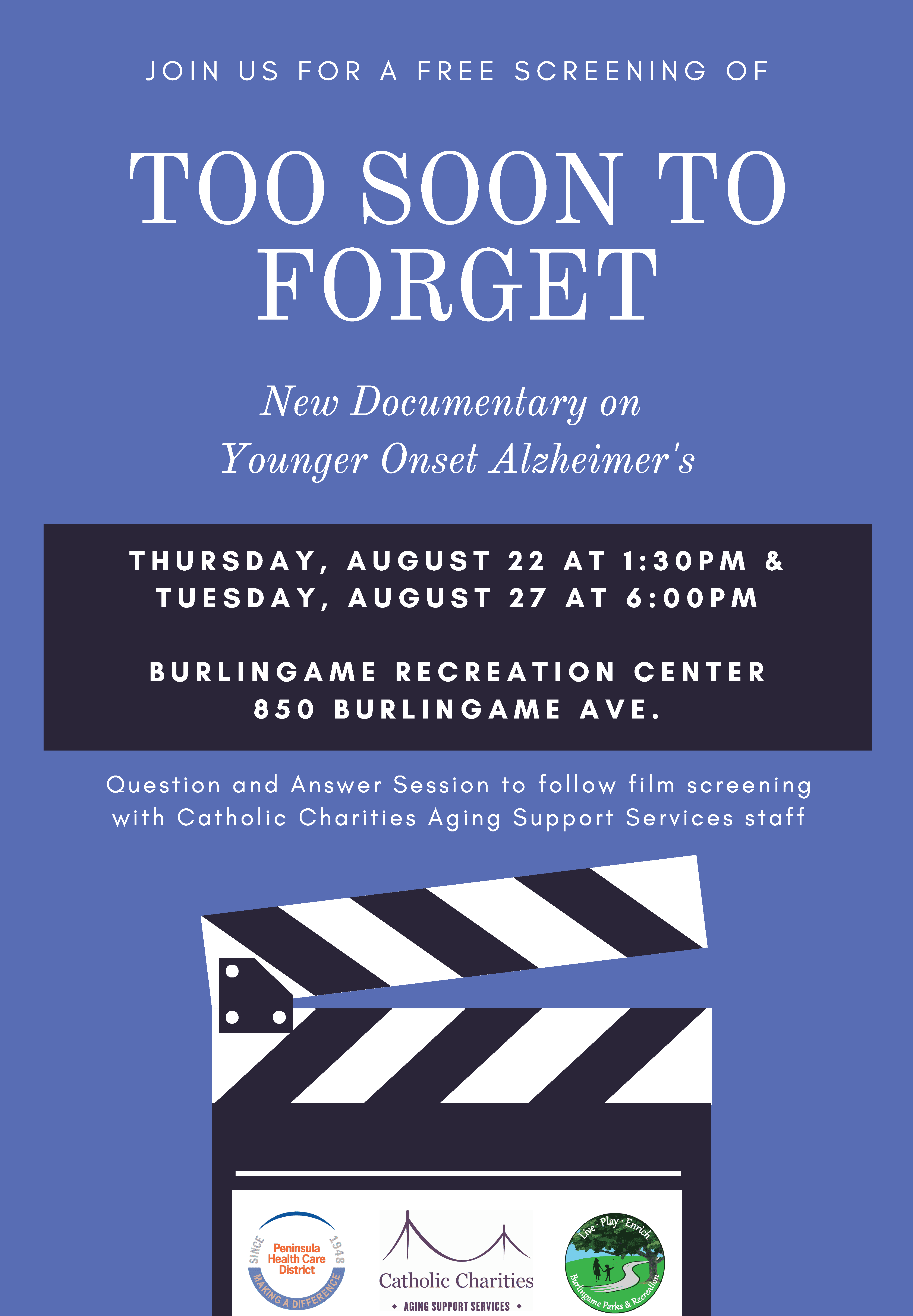 Too Soon to Forget: The Journey of Younger Onset Alzheimer’s Disease, Free Screening