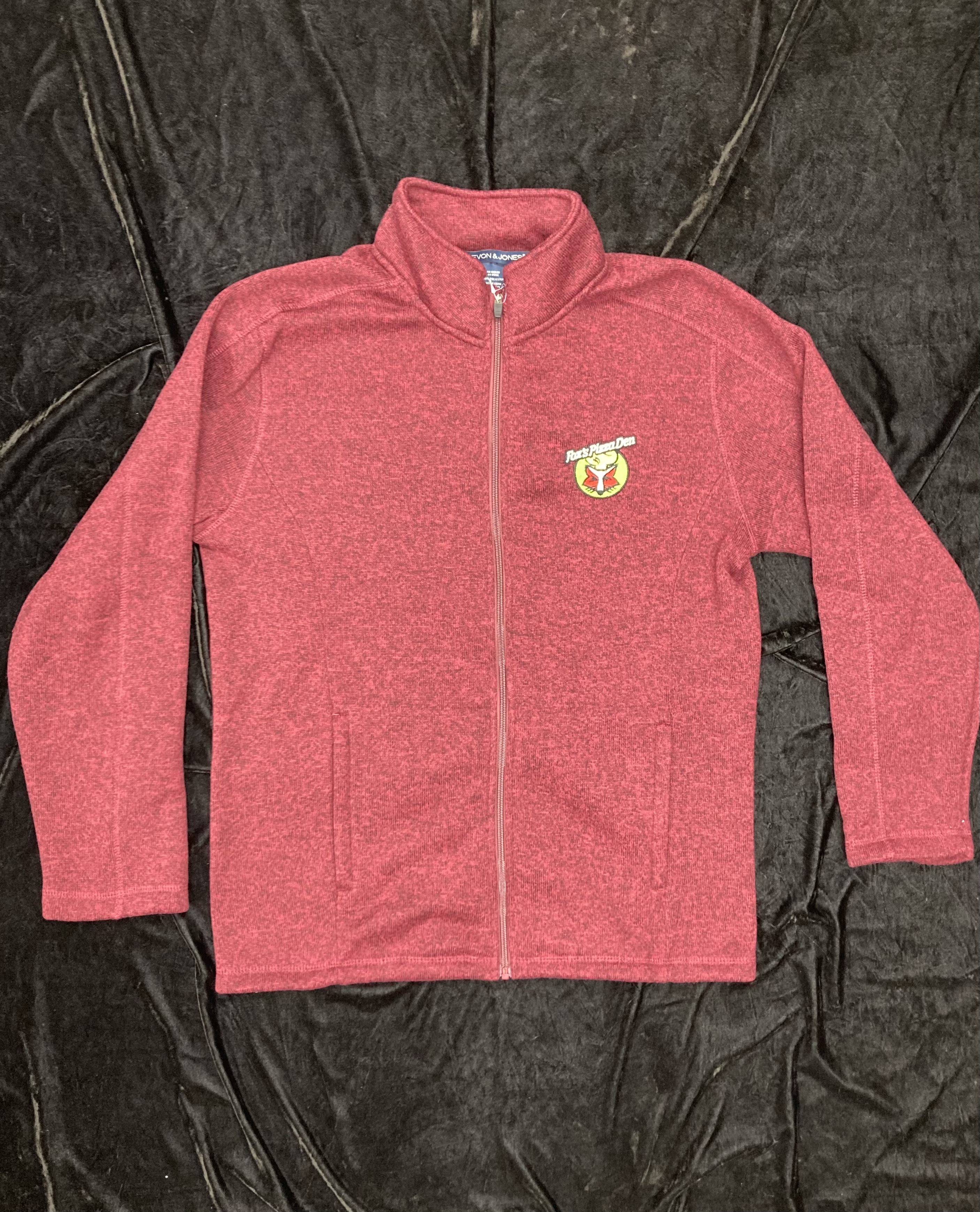 SALE Fox's Logo - Medium Red Heather Polyester Fleece Full-Zip Jacket