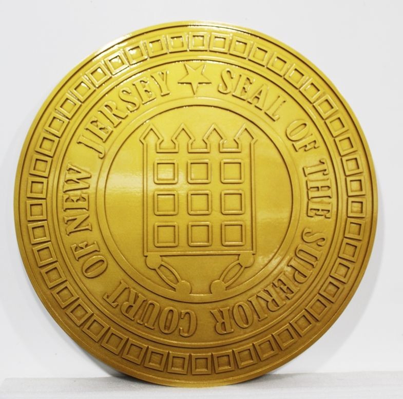 GP-1216 - Carved 2.5-D Multi-Level Plaque of the Seal of the Superior Court of New Jersey