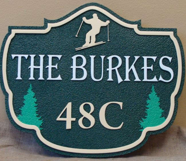 M22236 - Carved  Cabin Sign with Skier