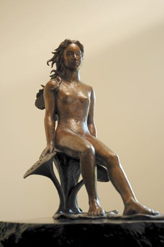 Lotus Fairy, Bronze, 17.5" x 12.5" x 9"