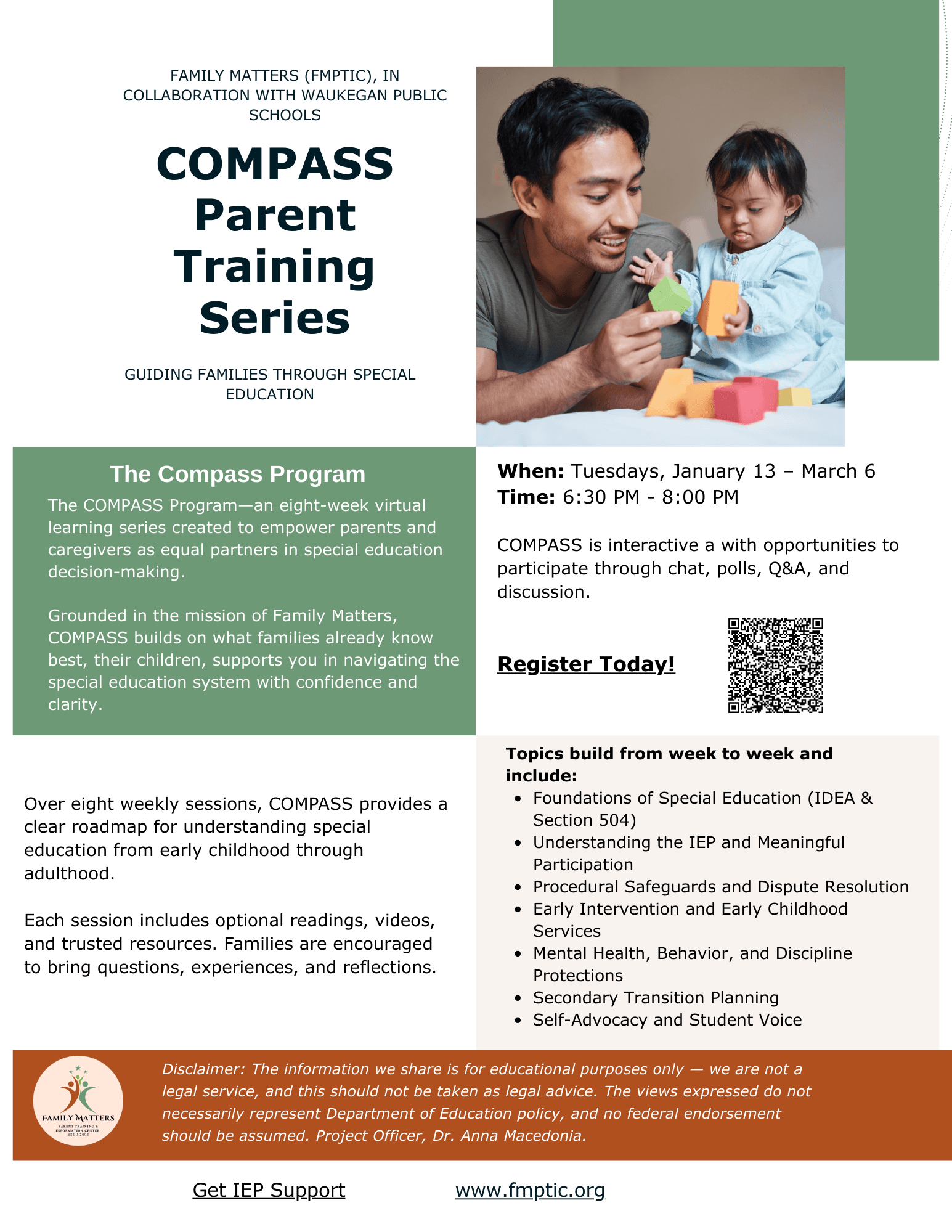 COMPASS Parent Training Series, FMPTIC IN COLLABORATION WITH WAUKEGAN PUBLIC SCHOOLS