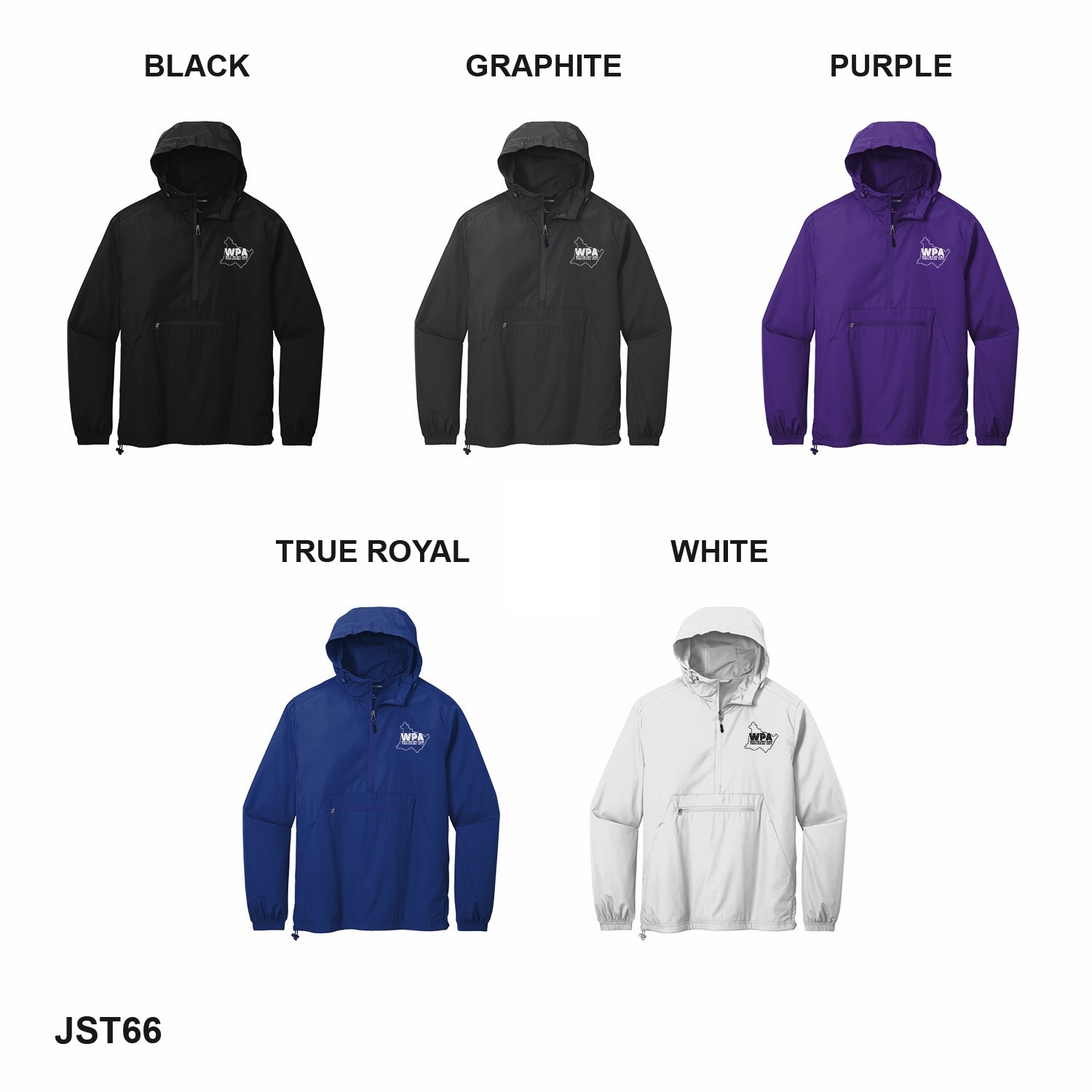 WPA COUNTY LOGO - Sport-Tek® Packable Anorak - BLACK & WHITE LEFT CHEST