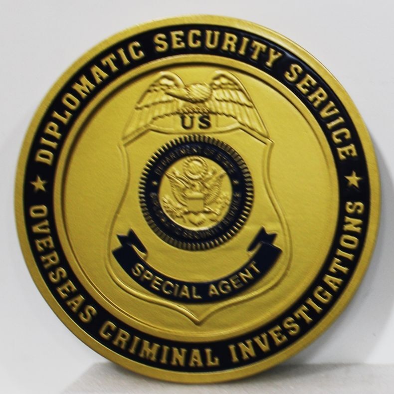 AP-3844 - Carved 3-D Bas-Relief Plaque of the Badge of the Diplomatic Security Service, Department of State