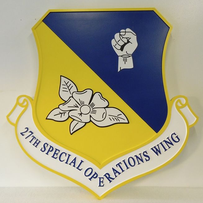LP-3620 - Carved Shield Plaque of the Crest of the 27th Special Operations Wing, Artist Painted