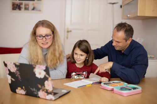 Family at computer