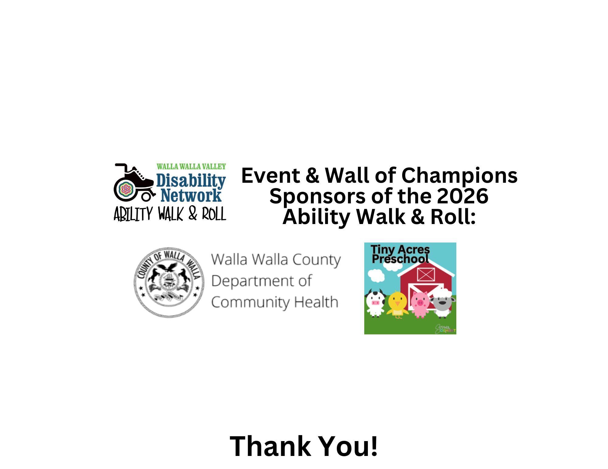 Logos for Walla Walla Community Health, Tiny Tots Preschool