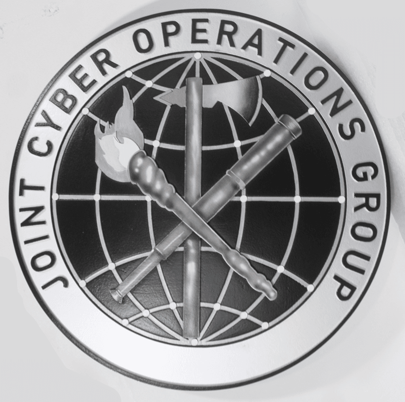 IP-1684 - Carved 2.5-D Multi-Level  Plaque of the Seal of Joint Cyber Operations Group, Department of Defense 