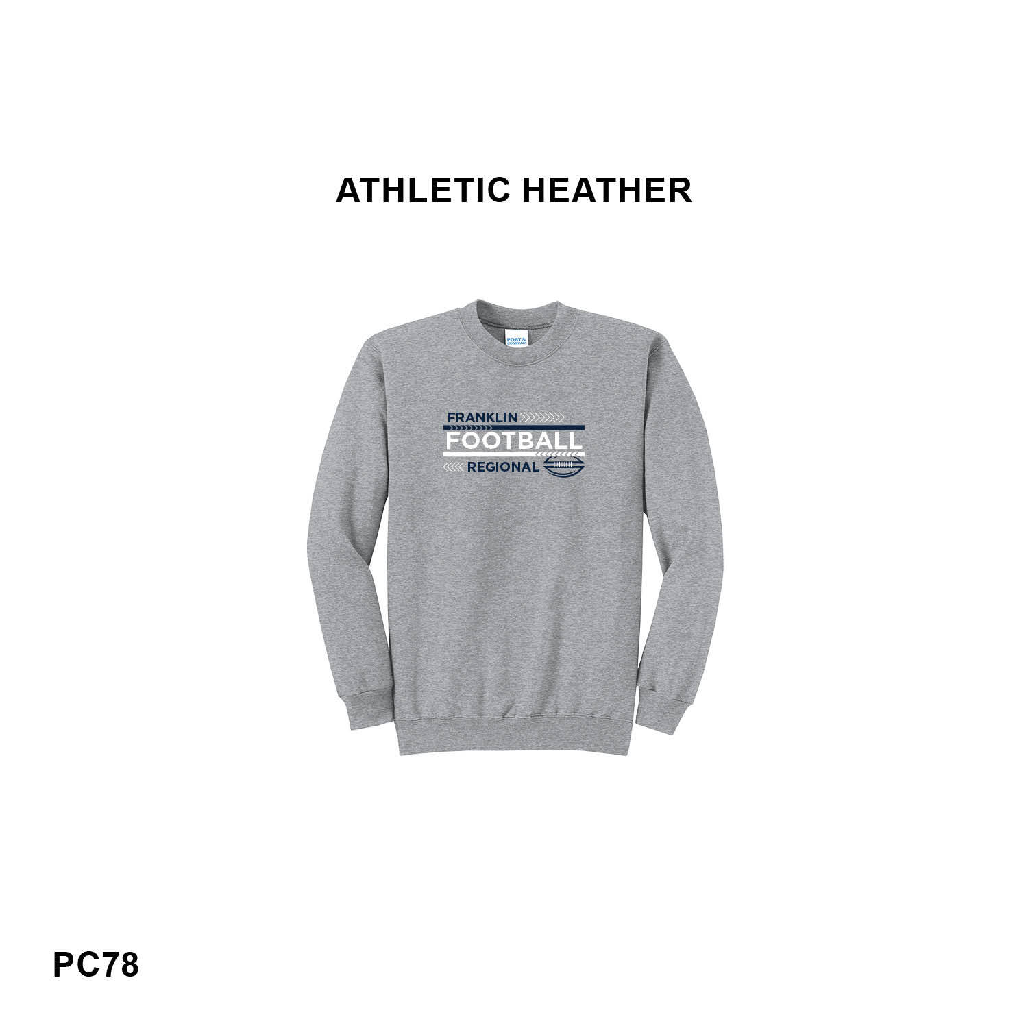 FRANKLIN REGIONAL FOOTBALL LOGO (NAVY & WHITE) - Port & Co™ Core Fleece Crewneck Sweatshirt