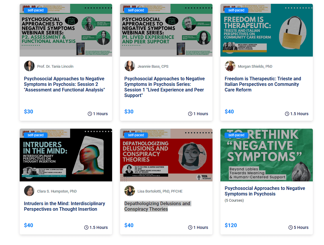 Courses available for APA & New York Boards CE credit