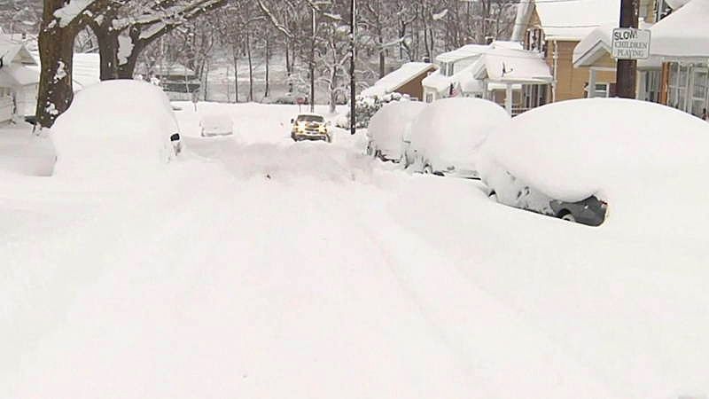 Snowy streets of Buffalo, New York.