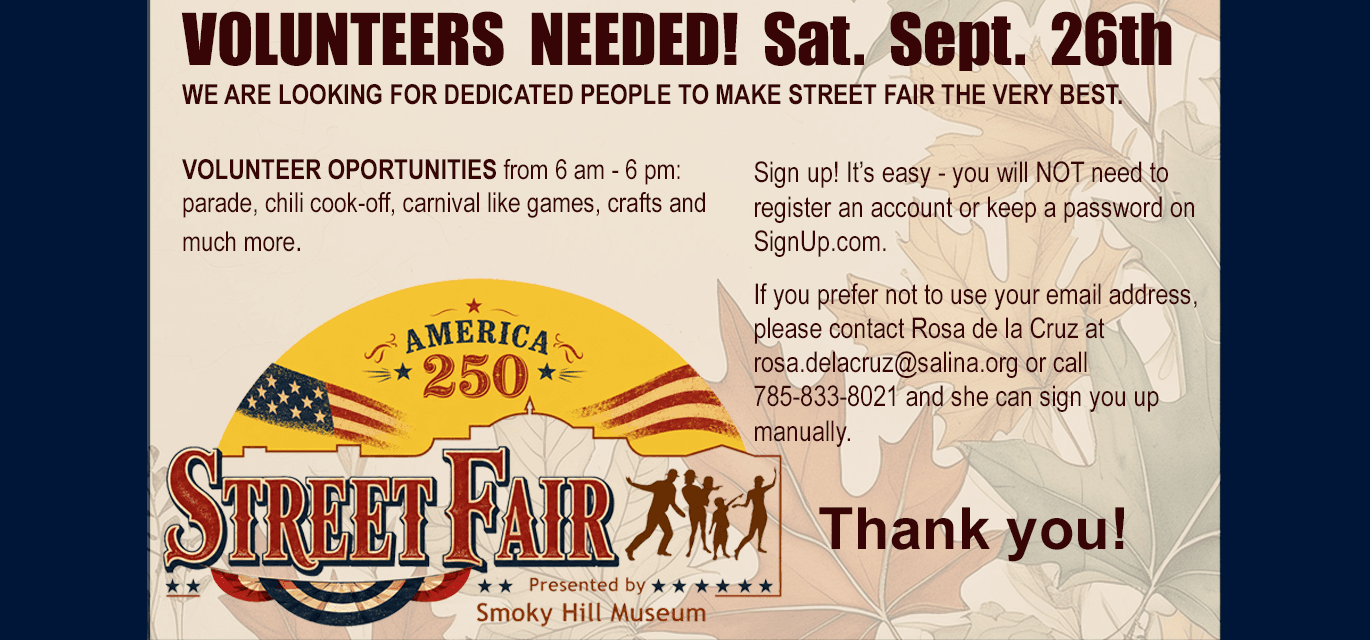 banner with a call to volunteer for the Street Fair