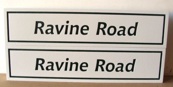 H17053 - Engraved HDU Road Name Signs for Ravine Road,