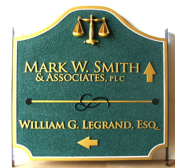A10020 – Carved and Sandblasted Law Offices  Sign, with Directional Arrows