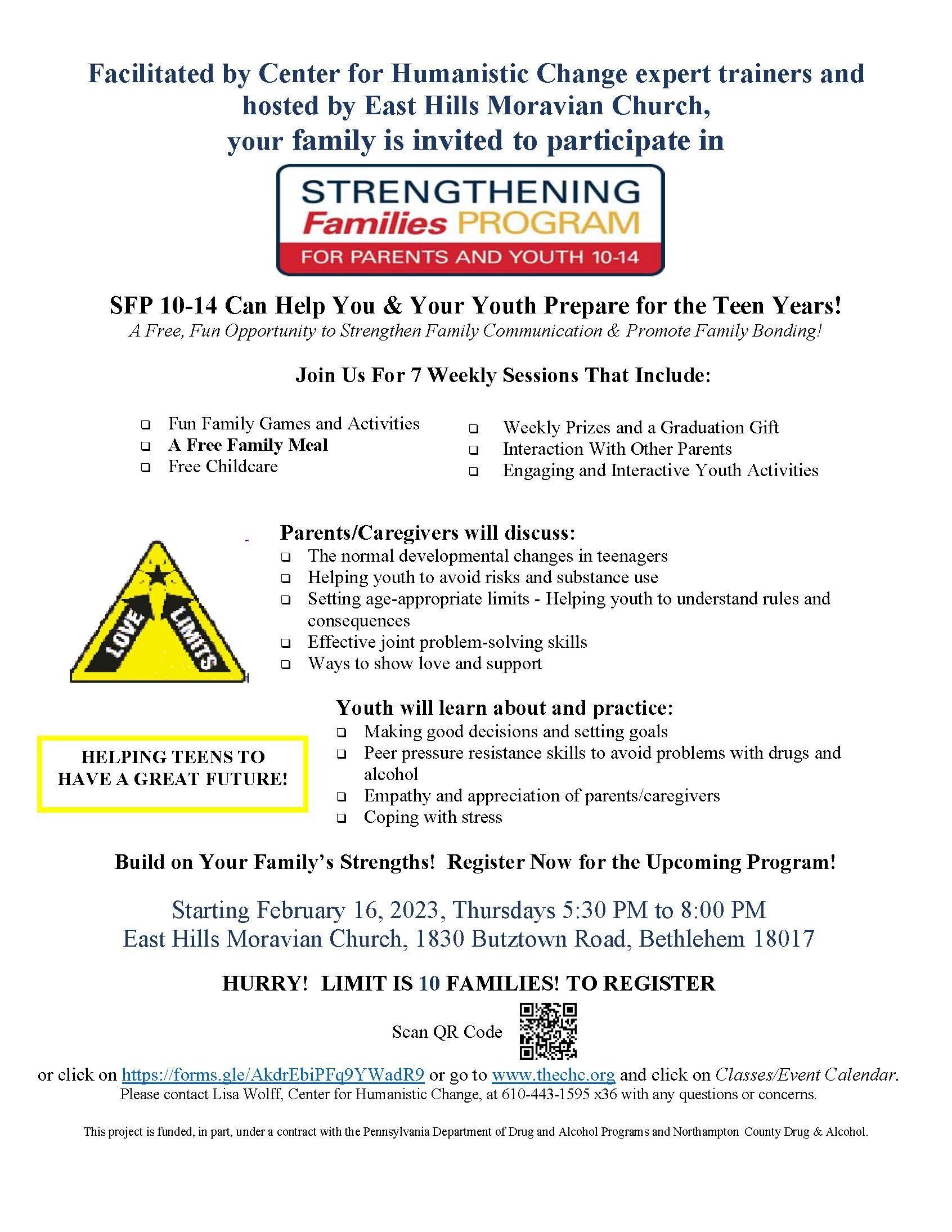 Free to Attend: Strengthening Families Program for Parents and Youth (10-14)