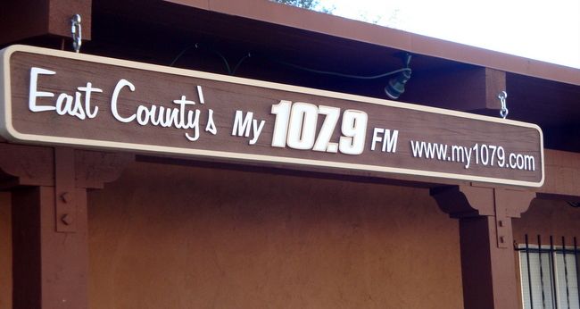 SA28587 - Hanging Carved Wood-Grain  Sign for Radio Station