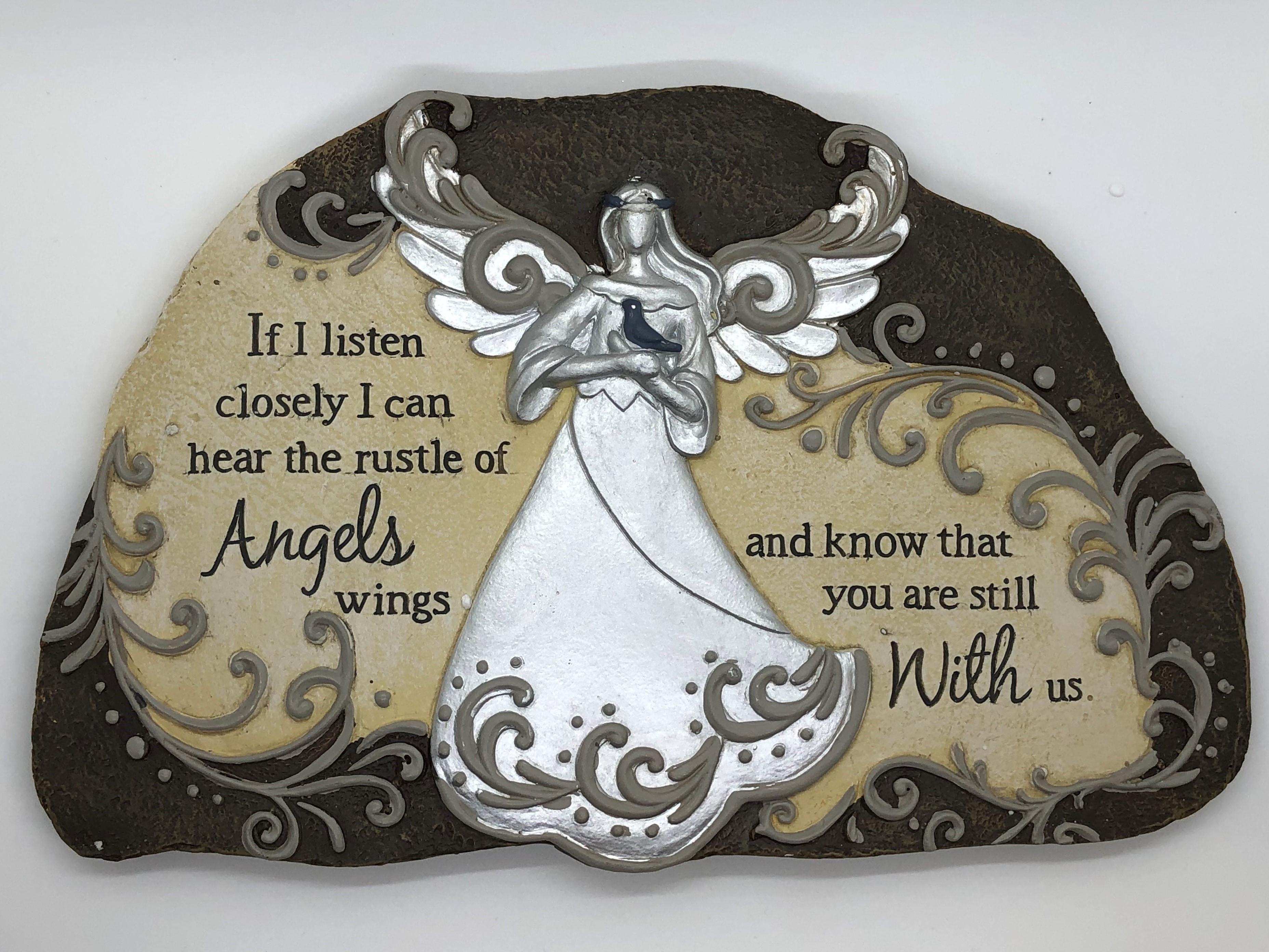 Garden Plaque Stepping Stone - If I listen closely I can hear the rustle of Angels wings