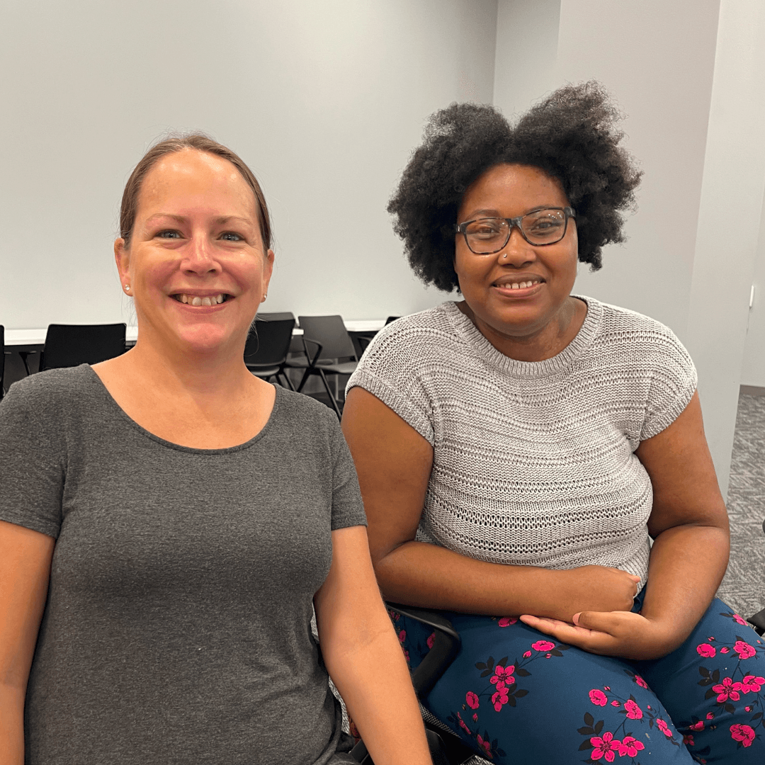 Photo featuring our Home for Families case manager, Melinda, with one of her former clients