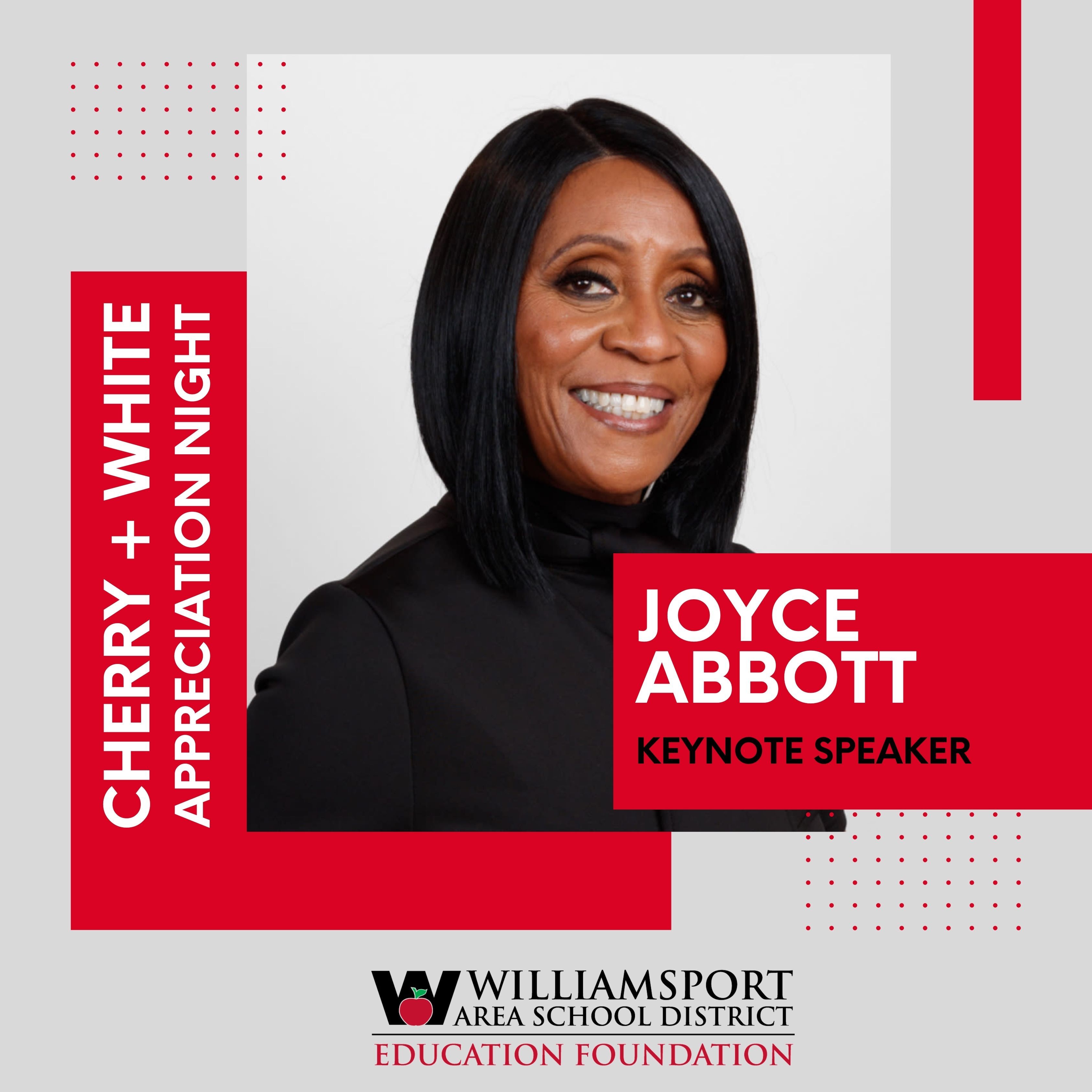 Graphic image that includes Joyce Abbott's headshot denoting her as this year's keynote speaker.