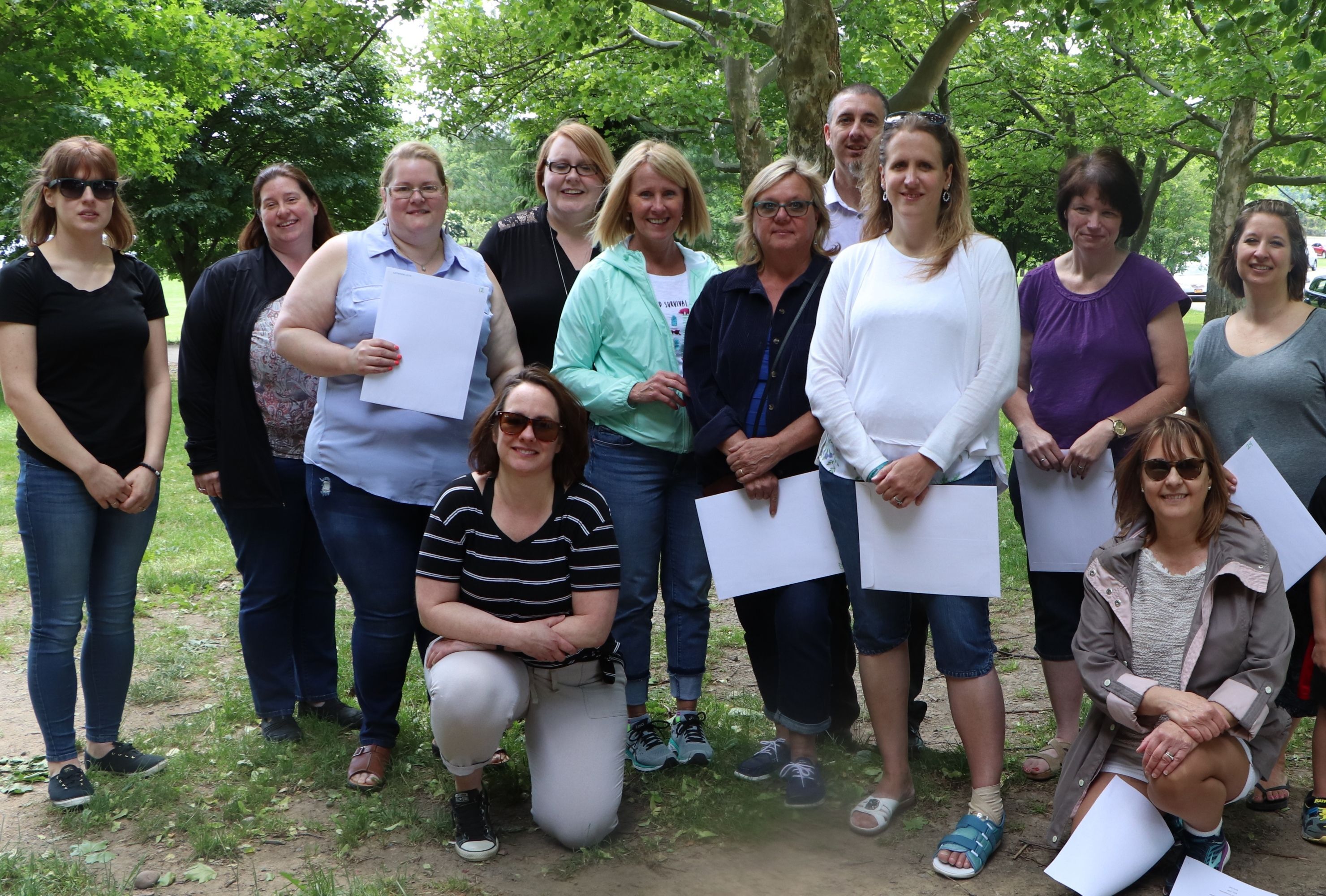 Group photo of staff at company picnic