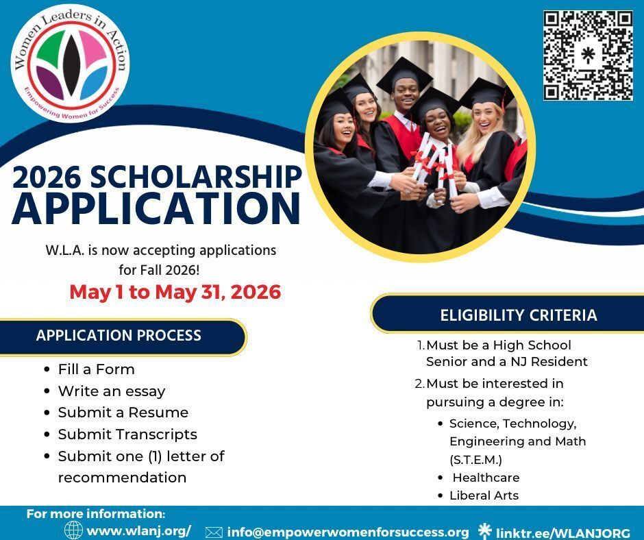 WLA NJ 2026 scholarship application flyer