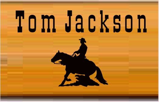M3351 - Design of Carved Wood Name Sign with Cowboy on a Horse